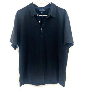 Daniel Hechter Paris 100% Cotton Black Short Sleeve Polo Shirt Men's Large